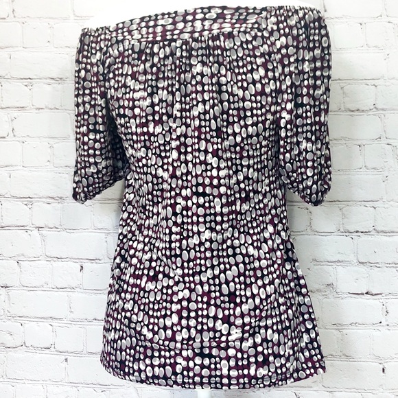 AB Studio Polka Dot Off Shoulder Stretchy Top M - Picture 5 of 8